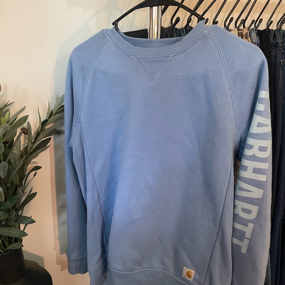 Carhartt Blue Crewneck Sweater Soft Cotton Blend